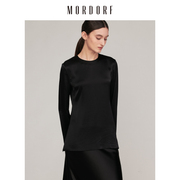 内蓄新姿mordorf圆领收腰长袖，上衣新中式黑色醋酸衬衣女