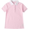 中小学生校服女大童短袖粉红色心形领夏季校服POLO衫上衣薄款T恤