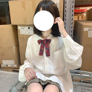 酱果自制BF风春秋雪纺衬衣女日系女子高中生宽松长袖JK衬衫制服女