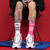 uniquesocks原创staycool翻边创意中长筒潮袜男女，粉色街头滑板袜
