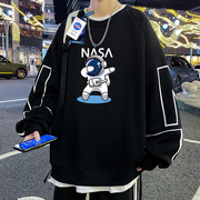NASA联名男士休闲圆领卫衣秋冬季港风长袖潮牌青少年情侣外套