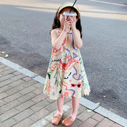 女童背心裙24夏季儿童韩版涂鸦无袖连衣裙洋气小女孩公主裙子