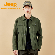 Jeep吉普户外男装男秋季长袖衬衫防风上衣工装翻领夹克外套
