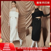 ZS名品越南设计师Oia 23年露肩压褶亮闪上衣半裙性感女神气质套装