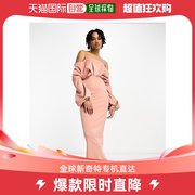 香港直邮潮奢 tall 女士设计长筒露肩长袖铅笔中长连衣裙(肉粉色)