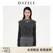 dazzle地素奥莱复古短款无袖毛衣针织，背心女2d4e2051f