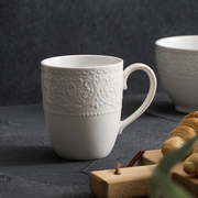 造器浮雕高颜值白色2024创意，北欧陶瓷马克杯，咖啡杯子早餐水杯