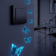 6只蓝色蝴蝶夜光贴纸房间卧室开关，贴装饰自粘防水卡通荧光墙贴画