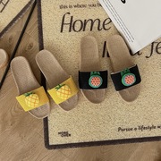 亚麻拖鞋女夏季韩版时尚室内居家用可爱水果，防滑四季情侣凉拖鞋男