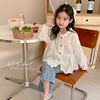 女童法式蕾丝花边衬衫2024春装宝宝时髦长袖上衣韩版儿童衬衣