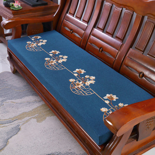 加厚实木沙发垫加硬高密度海绵木头，红木木质坐垫中式三人座垫防滑