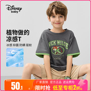 迪士尼童装男童短袖T恤儿童卡通上衣中大童夏季打底衫女孩抗菌t桖