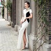 新式收腰显瘦加长款现代改良版，旗袍时尚礼服，大码女中国风优雅复古