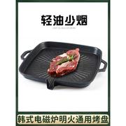 韩式电磁炉烤盘家用烤肉，锅麦饭石不粘牛排，铁板烧明火通用方形圆形