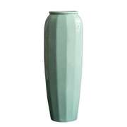 青瓷多瓣瓶花器禅意中式日式插花器皿，小原流花道投入瓶陶瓷花瓶