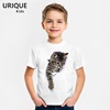 3d立体萌猫咪图案莫代尔，儿童t恤男童装短袖，圆领可爱动物创意宝宝