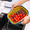 6件套洗菜盆沥水篮塑料洗菜篓双层方形洗菜筐子洗水果盘客