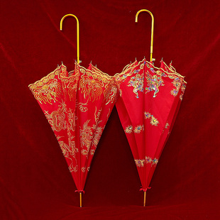 结婚红伞新娘伞红色，出嫁雨伞中式婚礼迎亲用的婚伞婚庆陪嫁专用