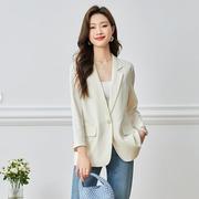 西装外套女夏季薄款单层2024韩版设计感时尚九分袖休闲薄西服