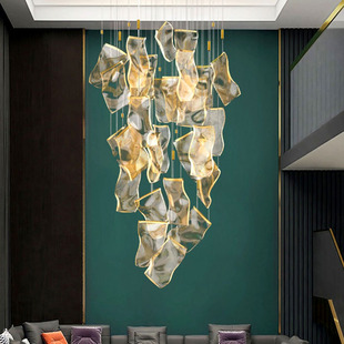 复式楼大吊灯简约现代北欧轻奢创意个性楼梯吊灯艺术客厅餐厅灯饰