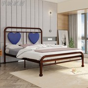 铁艺床心型软靠背公主床双人床铜床简约带软靠铁床铁架床