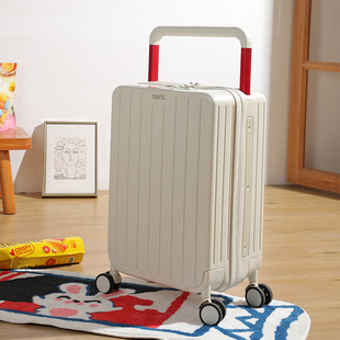 白色宽拉杆行李箱旅行箱大容量，女结实耐用24寸万向轮密码拉杆皮箱