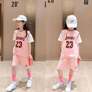 篮球服女童儿童套装夏装女孩，女生学生速干训练服23号球衣运动短袖