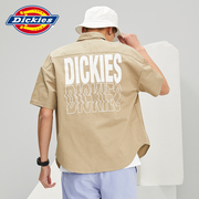 dickies多口袋短袖衬衫，男帝客潮牌，字母印花冬季休闲工装衬衣