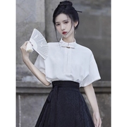 中国风上衣女夏季配马面裙，衬衫汉元素改良汉服短袖新中式女装衬衣