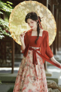 新中式女装改良汉服古风抹胸，吊带连衣裙开衫，两件套汉元素日常裙子