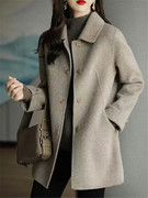 高级感法式灰色大衣女2023韩版冬季显瘦中长款加厚高端外套潮