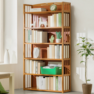 书架落地置物架儿童书柜子，家用桌面简易实木，客厅多层书本收纳储物