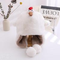 冬季韩版儿童帽可爱咕咕鸡护耳，毛绒帽(毛绒帽)加绒加厚中大童保暖帽子