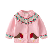 女童毛衣粉色小鸡宝宝开衫婴儿毛衣外套上衣时尚针织洋气秋装线衣