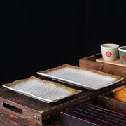 金边牛排西餐盘日式餐具长方形盘子烧烤陶瓷创意寿司碟甜品托盘