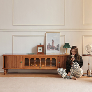 归家原创法式复古实木电视柜美式客厅小户型视听柜组合中古风家具