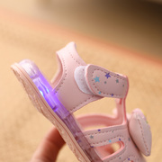 带灯夏季女宝宝凉鞋一岁2022软底小公主童鞋婴儿学步鞋子包头