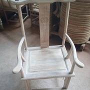 实木圈椅b三件套新中式仿古白胚官帽椅榆木椅子太师椅茶几餐椅