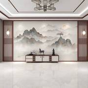新中式水墨山水画墙纸客厅电视，背景壁布卧室壁纸影视墙布定制壁画
