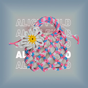 网兜花朵装饰 ins风小众设计 度假风 手提包 手工编织 荧光色