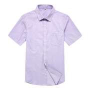 高档2023光大银行男士长短袖衬衫紫色细条纹衬衣光大工作服行