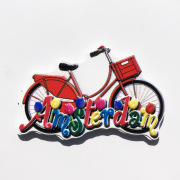 荷兰阿姆斯特丹郁金香自行车，留言贴旅游纪念装饰工艺品磁力冰箱贴