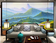 巨人山绿大山沙发背景墙壁纸3d8d客厅电视墙有山无水壁画墙布