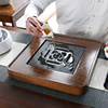 鸡翅木茶盘家用白瓷茶具套装花梨茶海排水乌金石茶台简约四方