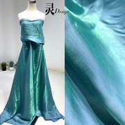 高档宝石绿冰丝绸缎布料渐变滑丝绸亮光时装连衣裙汉服设计师面料
