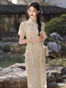 新中式国风改良旗袍2024春夏年轻款优雅气质绝美少女连衣裙