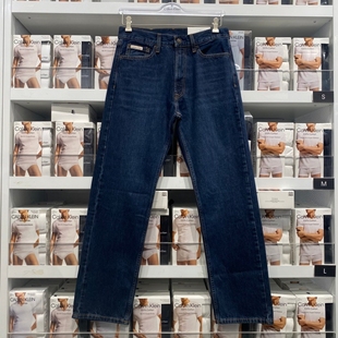Calvin Klein/CK 男士春季休闲百搭水洗深蓝色直筒牛仔裤长裤