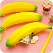 香蕉笔袋创意零钱包硅胶防水钱包糖果色女生可爱文具袋