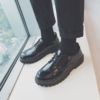 韩国ulzzang男士小皮鞋黑色，韩版亮皮圆头，学生系带青年休闲男鞋子