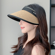 可折叠空顶黑胶防晒帽女夏季防紫外线，大帽檐遮阳草帽遮脸太阳帽子